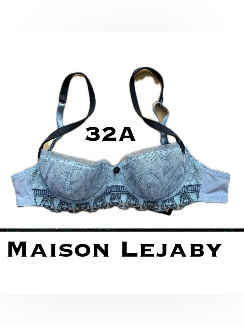 🩵NEW Demi Lightly Padded Light Blue Lace Underwire Bra Adjustable Straps 32A